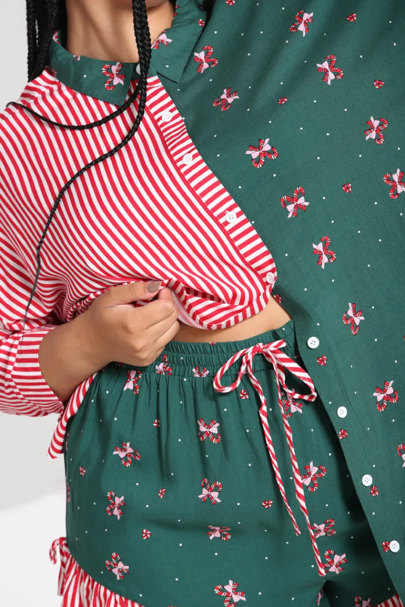 Hell Bunny Beth Oversized Shirt Green Sale