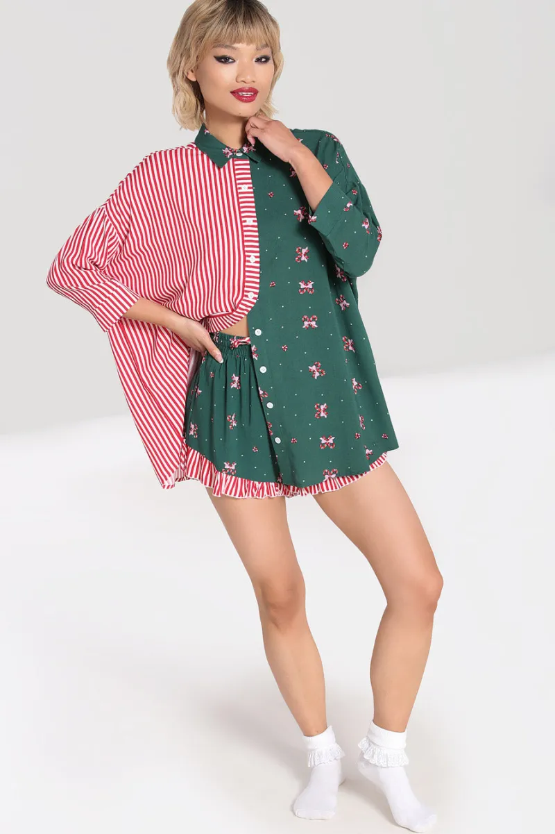 Hell Bunny Beth Oversized Shirt Green Sale