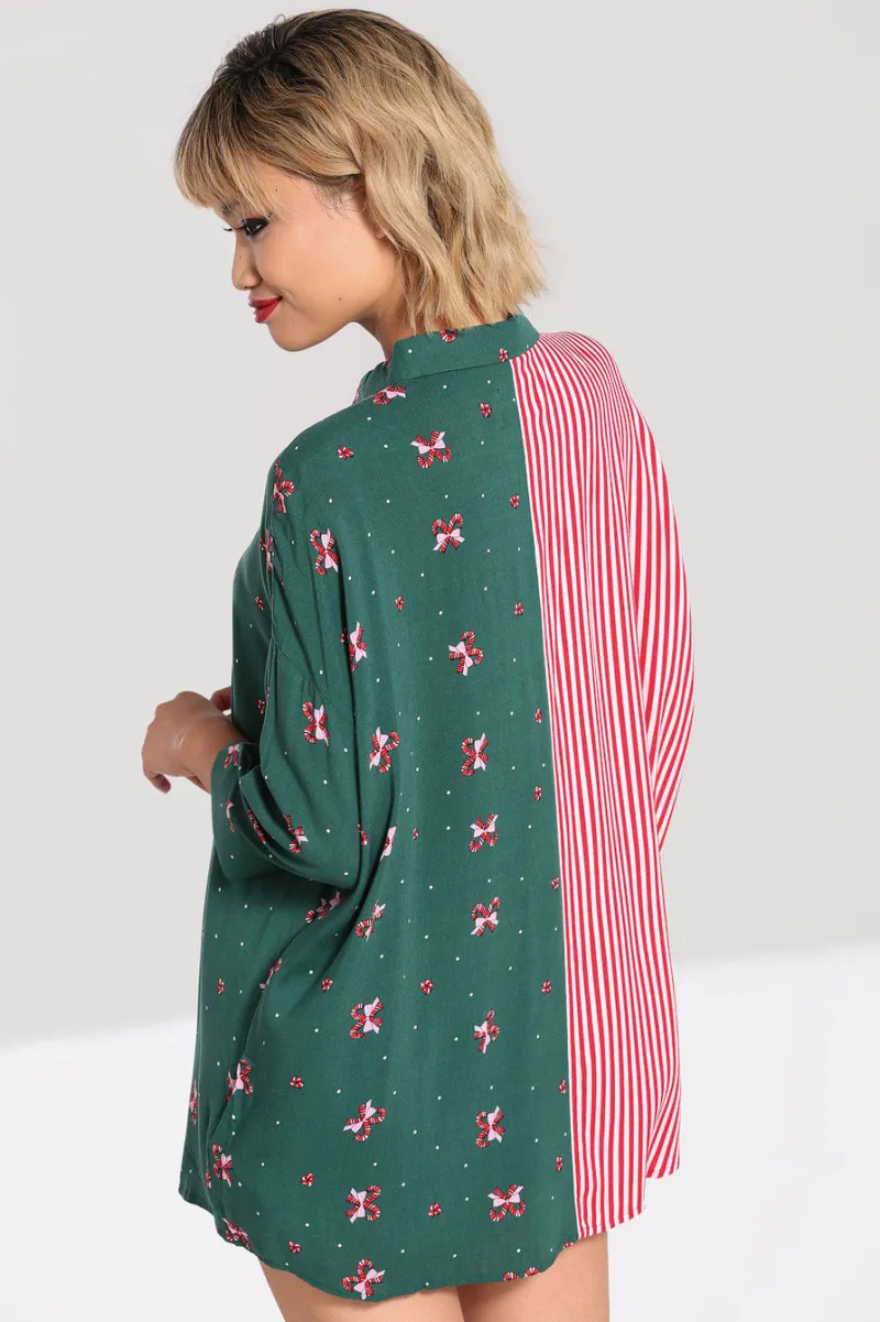 Hell Bunny Beth Oversized Shirt Green Sale