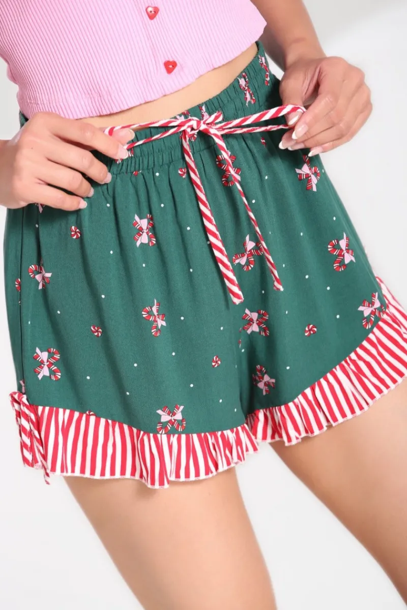 Hell Bunny Beth Shorts Green Clearance