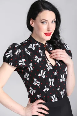 Hell Bunny Bobbie Blouse Black Best