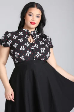 Hell Bunny Bobbie Blouse Black Best