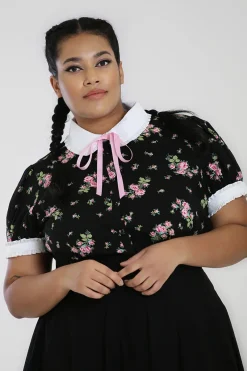 Hell Bunny Bobby Sue Blouse Black Hot