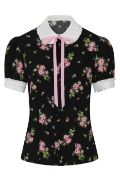 Hell Bunny Bobby Sue Blouse Black Hot