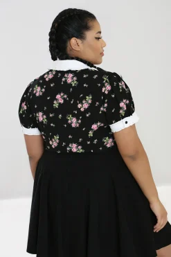 Hell Bunny Bobby Sue Blouse Black Hot