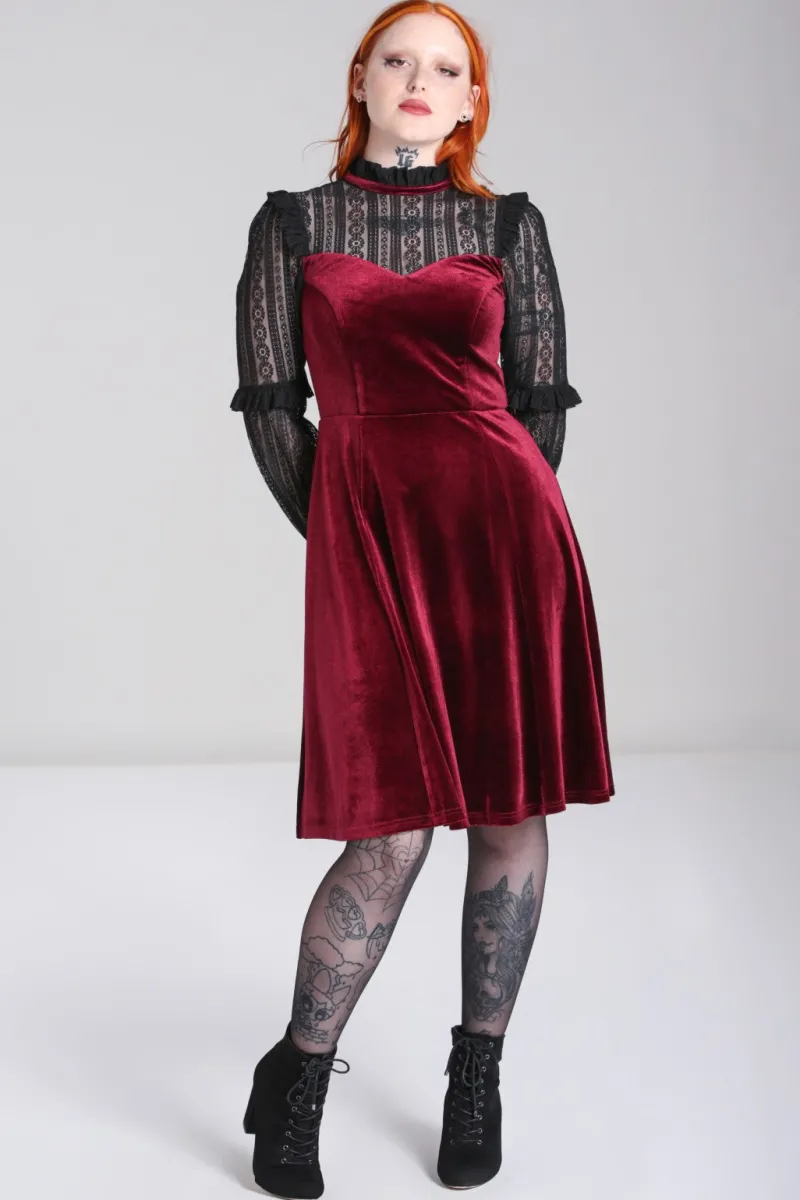 Hell Bunny Bonnie Dress Burgundy Online