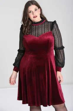 Hell Bunny Bonnie Dress Burgundy Online