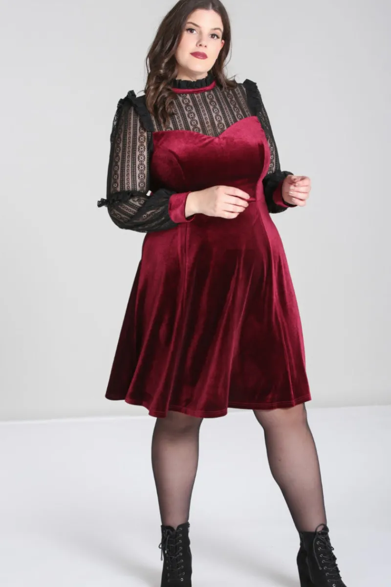 Hell Bunny Bonnie Dress Burgundy Online
