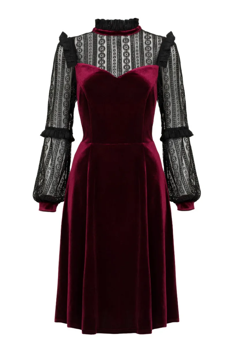 Hell Bunny Bonnie Dress Burgundy Online