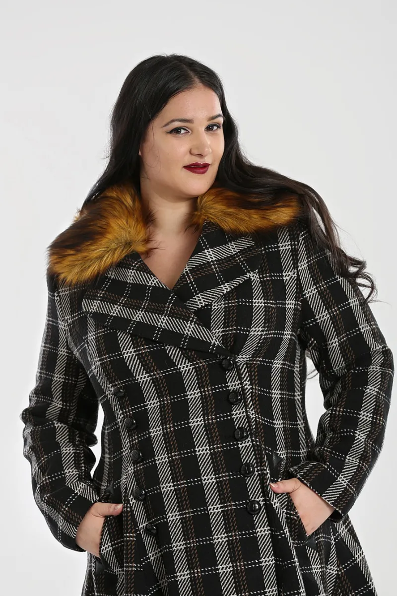 Hell Bunny Brooklyn Coat Brown Clearance