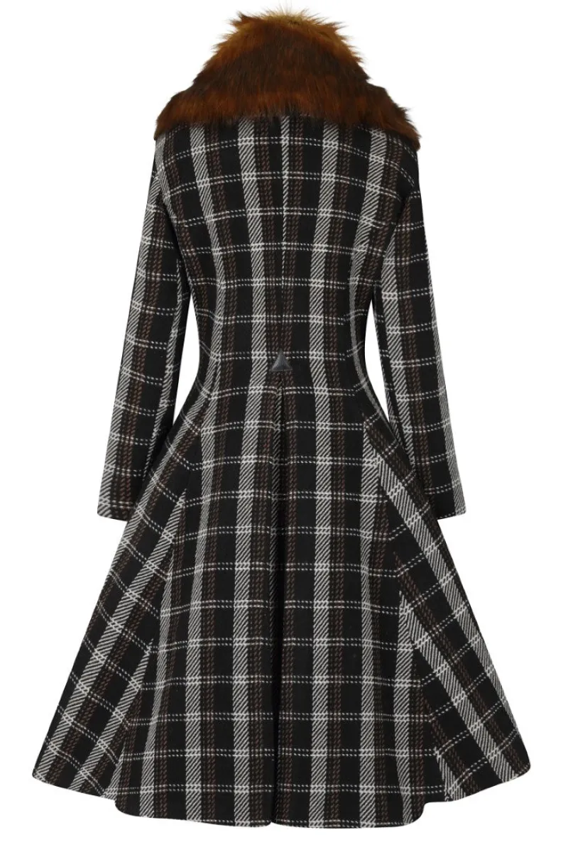 Hell Bunny Brooklyn Coat Brown Clearance