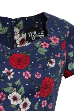 Hell Bunny Camellia Midi Dress Blue Discount