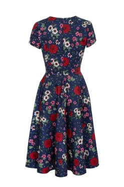Hell Bunny Camellia Midi Dress Blue Discount