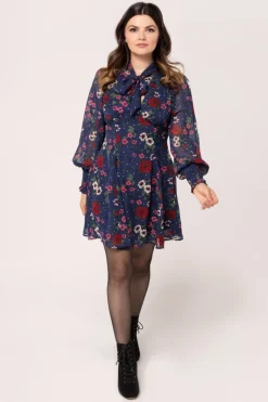 Hell Bunny Camellia Mini Dress Blue