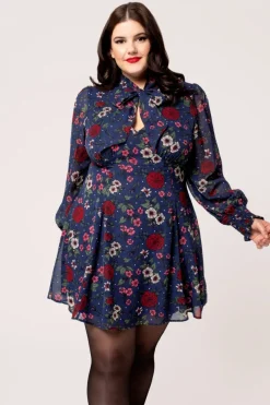 Hell Bunny Camellia Mini Dress Blue