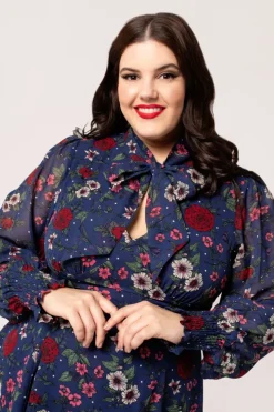 Hell Bunny Camellia Mini Dress Blue