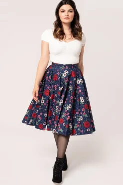 Hell Bunny Camellia Skirt Blue Outlet