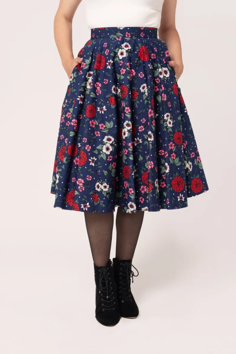 Hell Bunny Camellia Skirt Blue Outlet