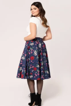 Hell Bunny Camellia Skirt Blue Outlet