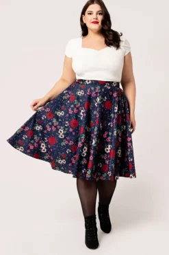 Hell Bunny Camellia Skirt Blue Outlet