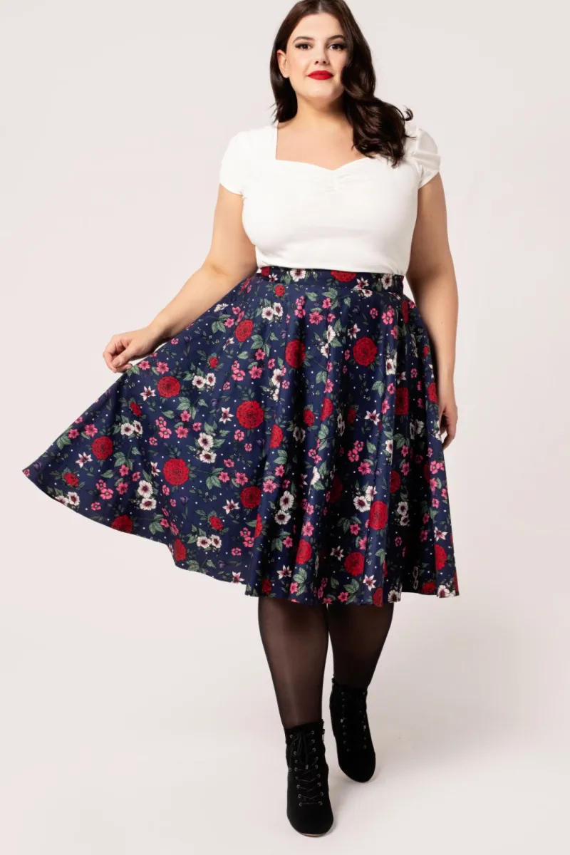 Hell Bunny Camellia Skirt Blue Outlet