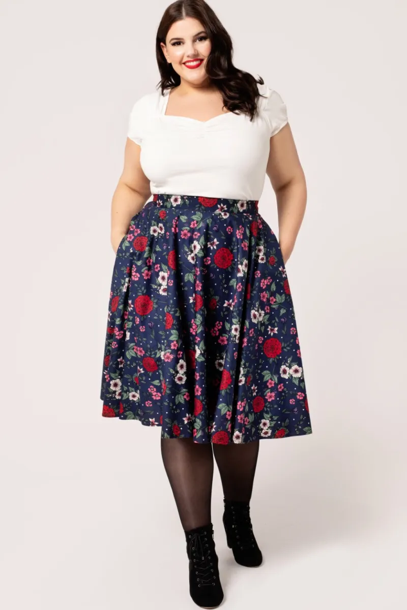 Hell Bunny Camellia Skirt Blue Outlet