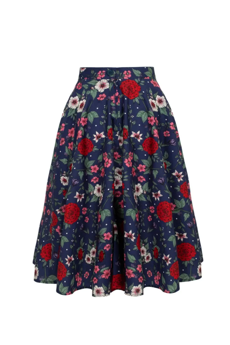 Hell Bunny Camellia Skirt Blue Outlet