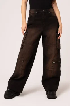 Hell Bunny Cameron Jeans Brown Clearance