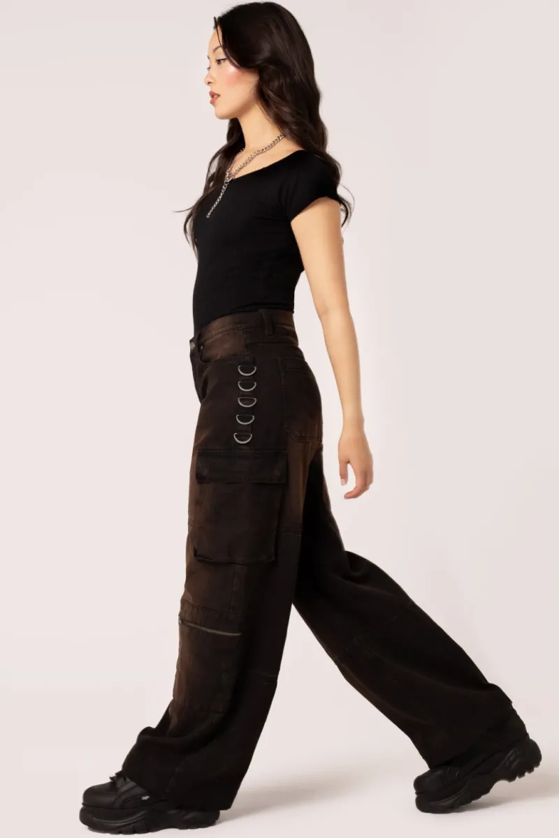 Hell Bunny Cameron Jeans Brown Clearance