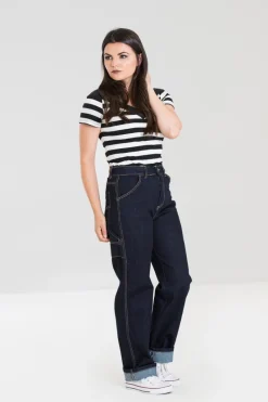 Hell Bunny Carpenter Denim Jeans Navy