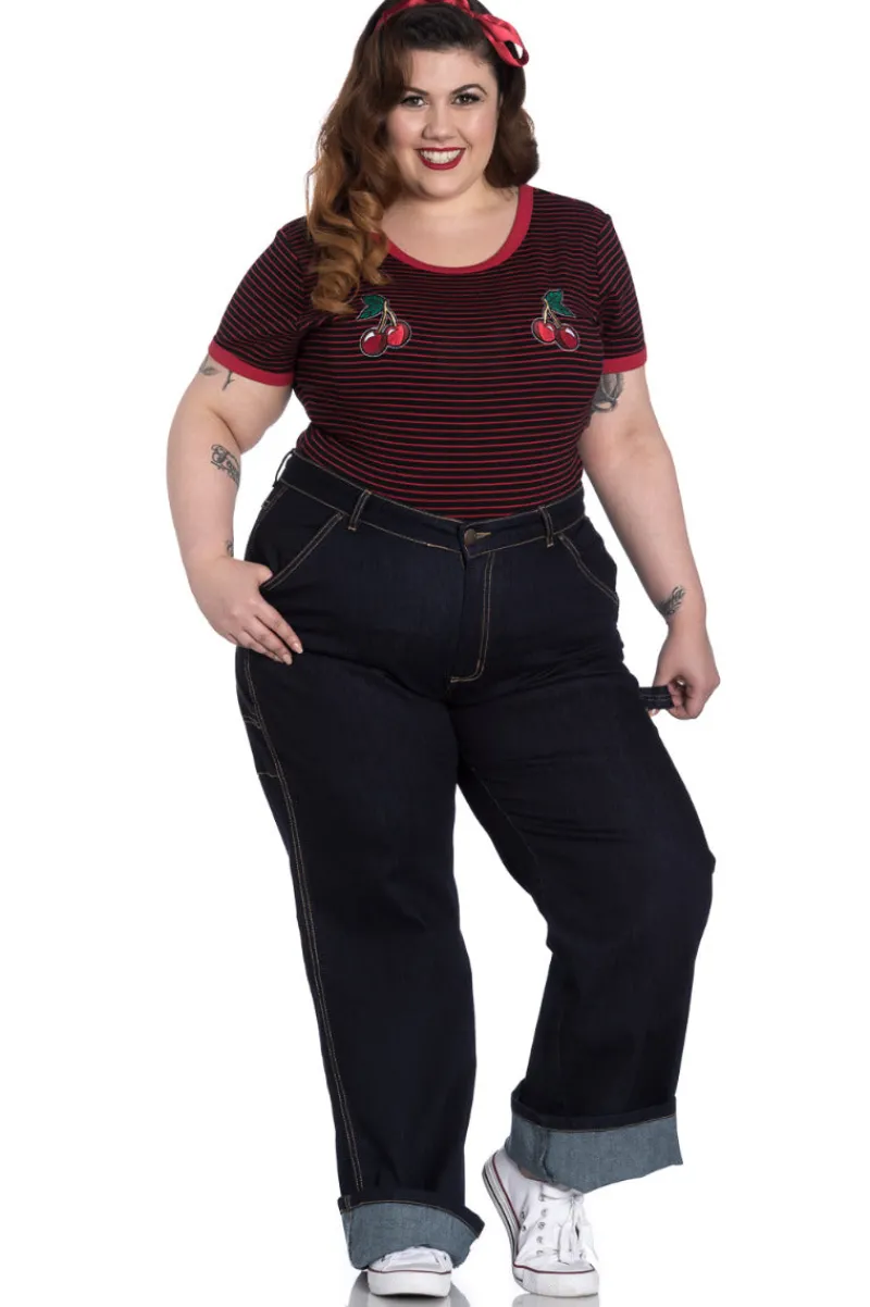 Hell Bunny Carpenter Denim Jeans Navy