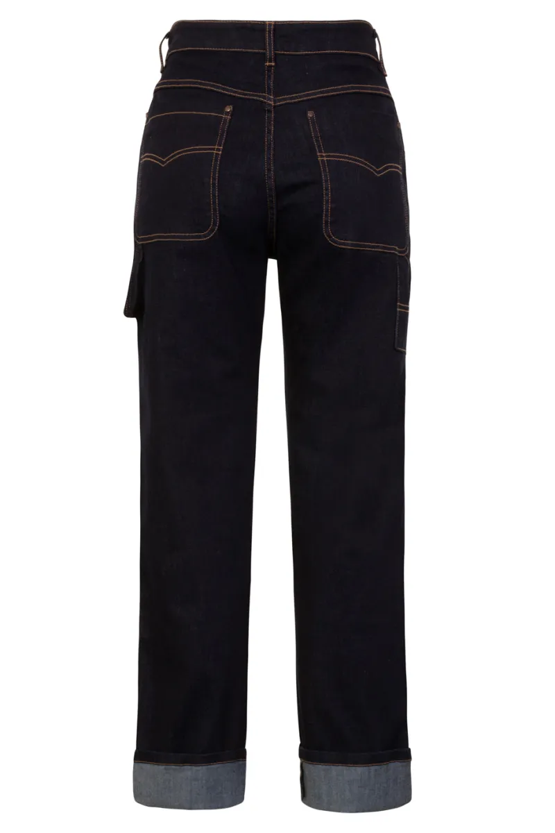 Hell Bunny Carpenter Denim Jeans Navy