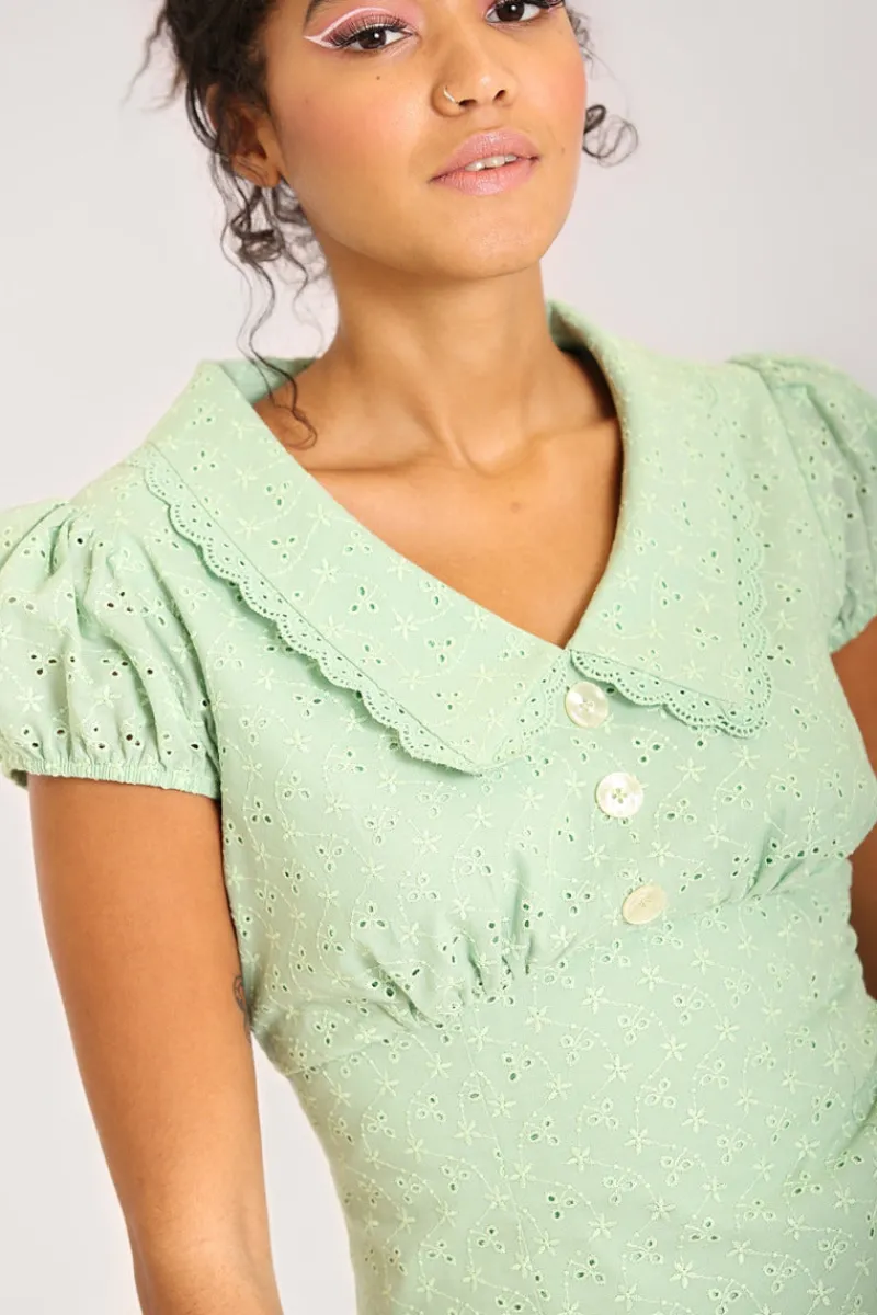 Hell Bunny Celia Mini Dress Mint Outlet