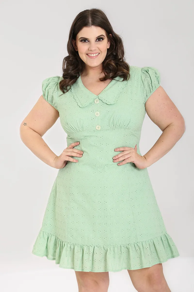Hell Bunny Celia Mini Dress Mint Outlet
