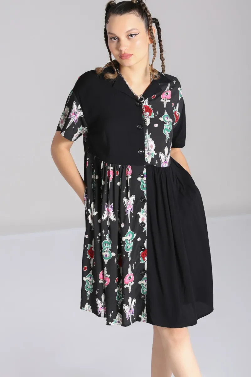 Hell Bunny Cersei Knee Dress Black