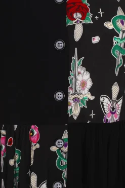 Hell Bunny Cersei Knee Dress Black