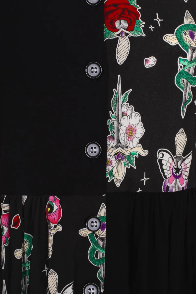 Hell Bunny Cersei Knee Dress Black