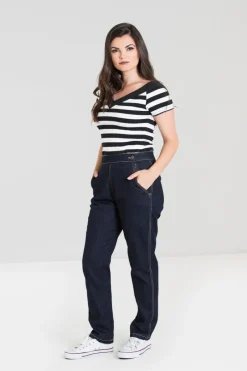 Hell Bunny Charlie Denim Capris Navy Hot