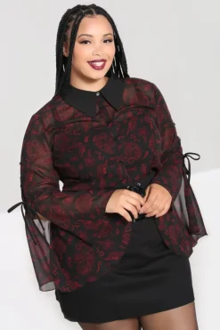 Hell Bunny Clarice Blouse Black Clearance