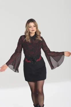 Hell Bunny Clarice Blouse Black Clearance