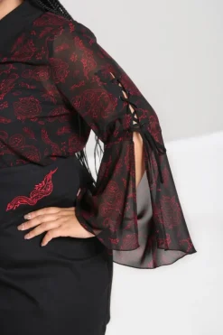 Hell Bunny Clarice Blouse Black Clearance