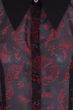 Hell Bunny Clarice Blouse Black Clearance