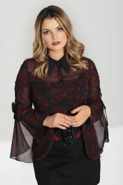 Hell Bunny Clarice Blouse Black Clearance