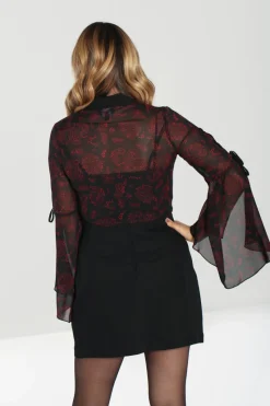 Hell Bunny Clarice Blouse Black Clearance