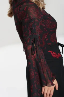 Hell Bunny Clarice Blouse Black Clearance