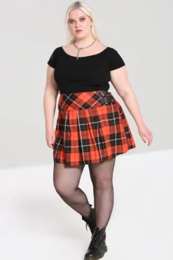 Hell Bunny Clementine Mini Skirt Orange Clearance