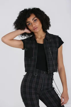 Hell Bunny Cobain Vest Grey Outlet