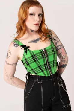 Hell Bunny Corey Corset Green