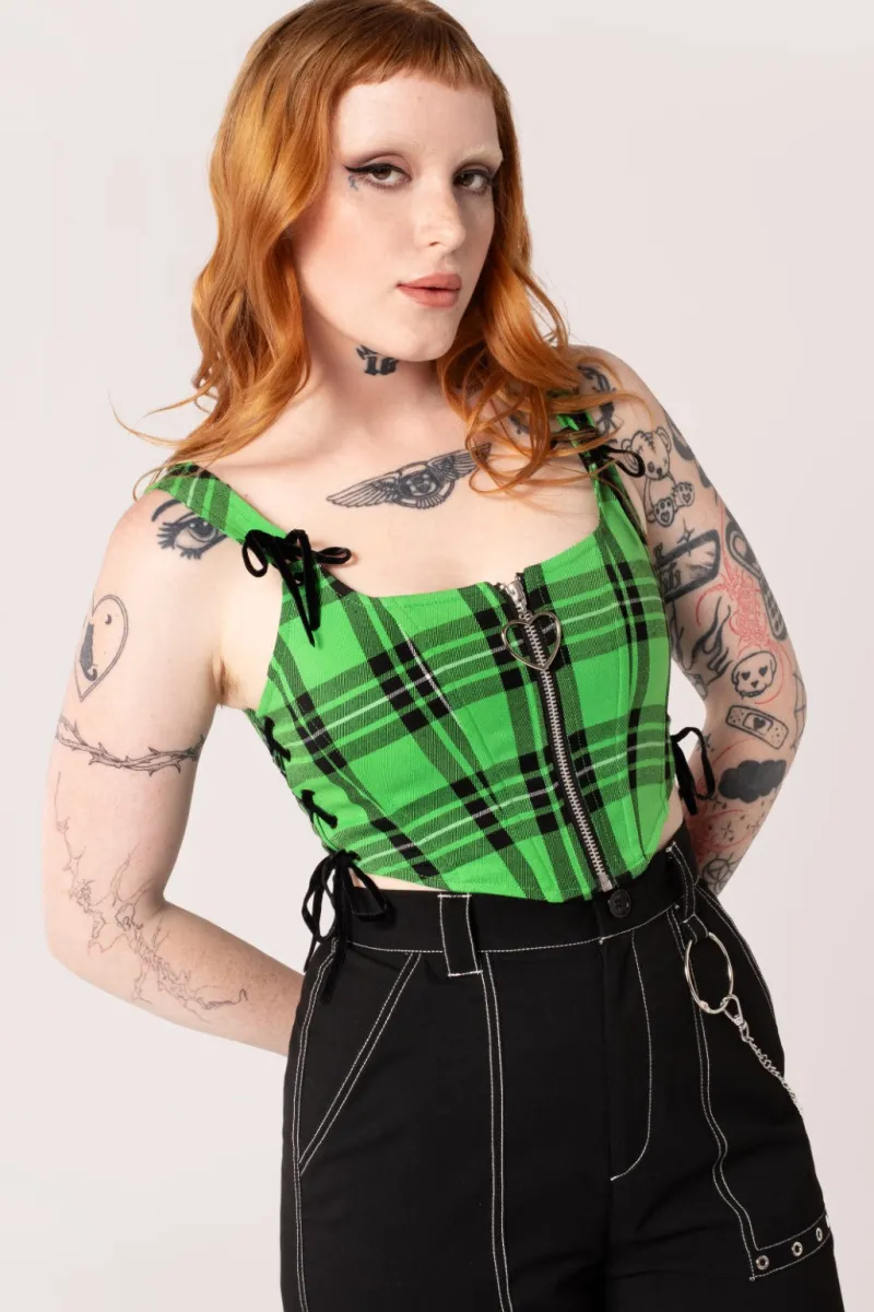 Hell Bunny Corey Corset Green