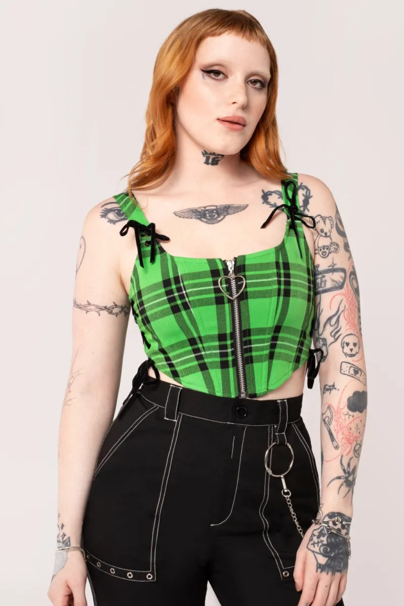Hell Bunny Corey Corset Green